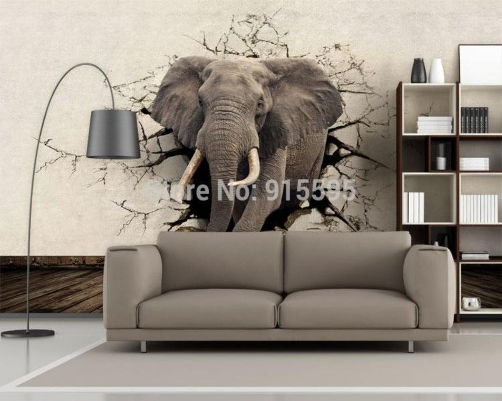 3D Wallpaper Charging Elephant